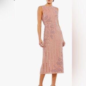 NWT - Mac Duggal rose pink, beaded, sequin midi gown.
Style 70260
